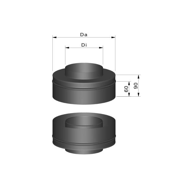 Tilslutning til T-stykke + top/ 80 mm