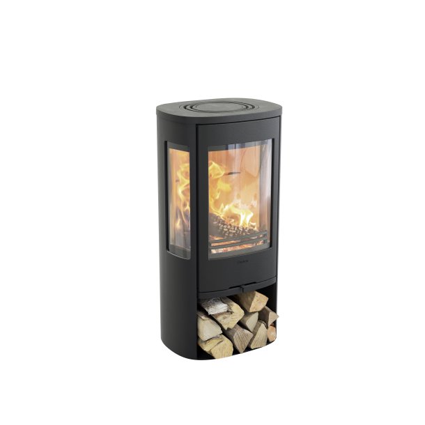 Contura 856 Style med stbejernslge og sideglas Sort med top i lakeret aluminium
